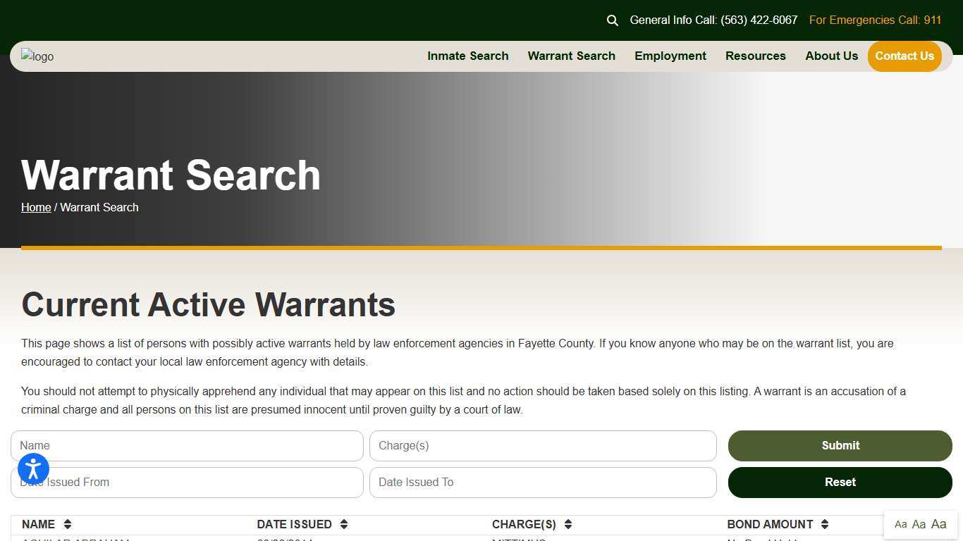 Warrant Search Fayette County Sheriff's Office